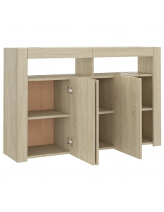 Credenza con Luci LED Rovere Sonoma 115,5x30x75 cm