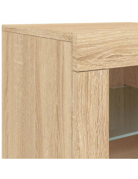 Credenza con Luci LED Rovere Sonoma 123x37x67 cm