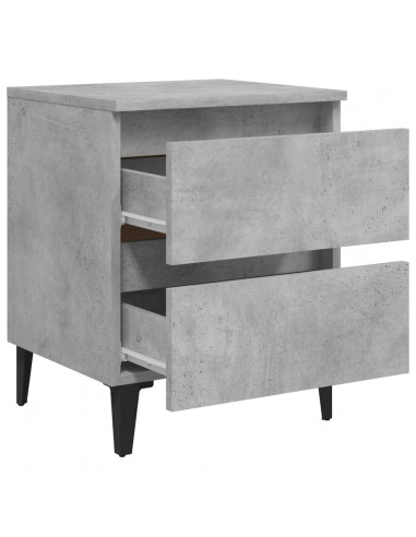 Comodino Grigio Cemento 40x35x50 cm in Legno Multistrato