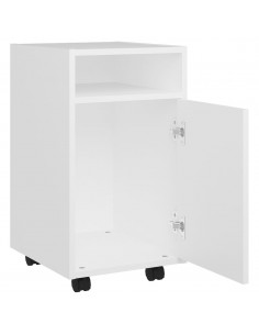 Credenza con Ruote Bianca 33x38x60 cm in Legno Multistrato