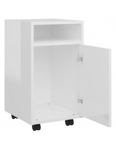 Credenza con Ruote Bianco Lucido 33x38x60 cm Legno Multistrato