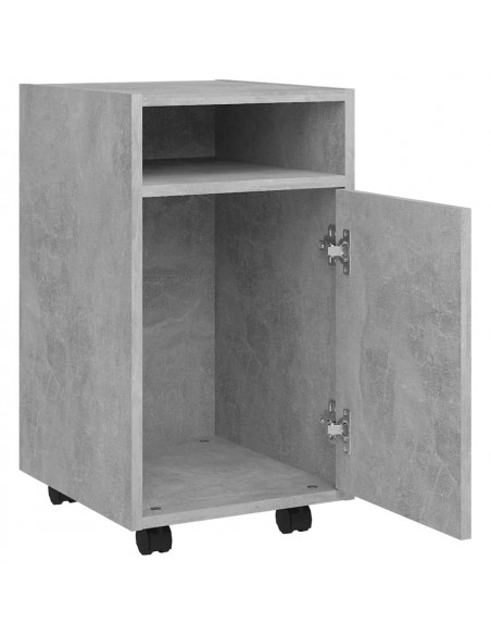 Credenza con Ruote Grigio Cemento 33x38x60 cm Legno Multistrato