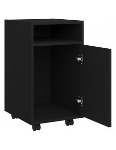 Credenza con Ruote Nera 33x38x60 cm in Legno Multistrato