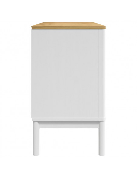 Credenza FLORO Bianca 114x43x74 cm in Legno Massello di Pino