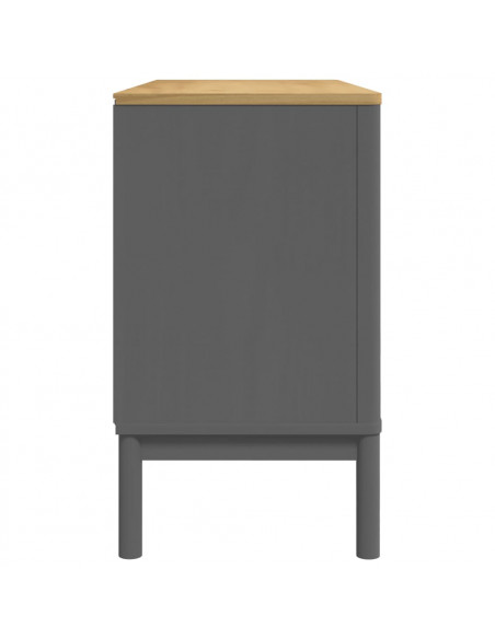 Credenza FLORO Grigia 114x43x74 cm in Legno Massello di Pino
