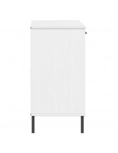 Credenza Gambe Metallo Bianco 113x40x77 cm Legno Massello OSLO
