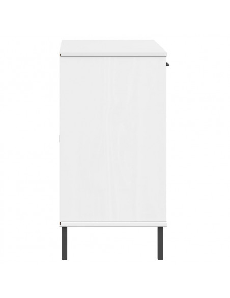 Credenza Gambe Metallo Bianco 113x40x77 cm Legno Massello OSLO