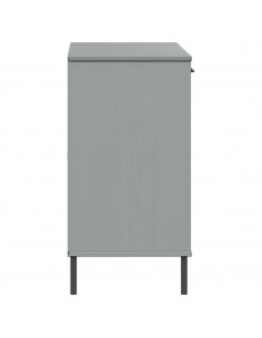 Credenza Gambe Metallo Grigio 113x40x77 cm Legno Massello OSLO