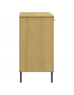 Credenza Gambe Metallo Marrone 113x40x77 cm Legno Massello OSLO