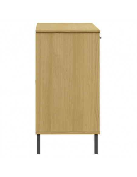 Credenza Gambe Metallo Marrone 113x40x77 cm Legno Massello OSLO