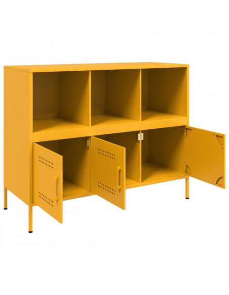 Credenza Giallo Senape 100,5x39x79 cm Acciaio Laminato a Freddo