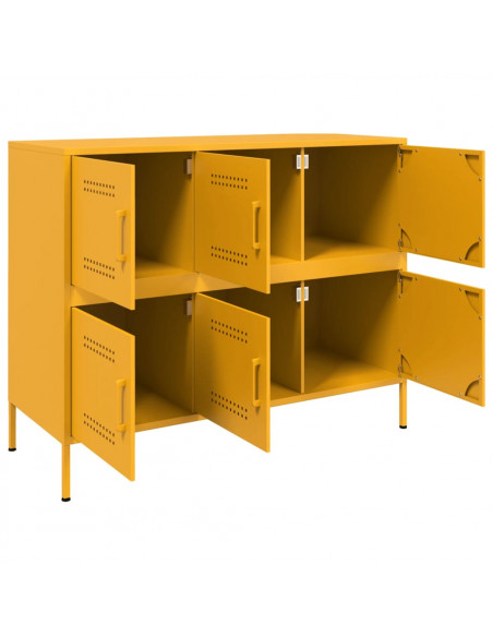 Credenza Giallo Senape 100,5x39x79 cm Acciaio Laminato a Freddo