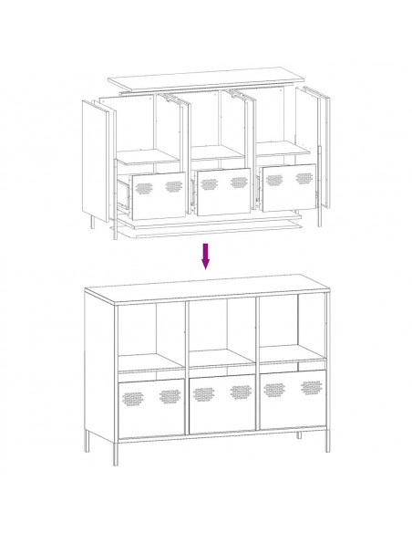 Credenza Giallo Senape 101,5x39x73,5 cm Acciaio Laminato Freddo