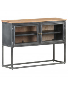 Credenza Grigia 100x30x70 cm in Legno Massello di Acacia