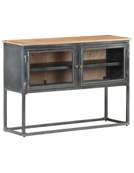 Credenza Grigia 100x30x70 cm in Legno Massello di Acacia