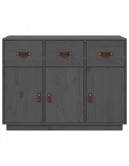 Credenza Grigia 100x40x75 cm in Legno Massello di Pino