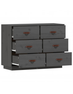 Credenza Grigia 100x40x75 cm in Legno Massello di Pino