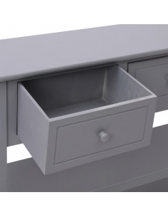 Credenza Grigia 108x30x76cm Legno Massello di Paulownia