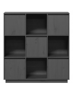 Credenza Grigia 110,5x35x117 cm in Legno Massello di Pino