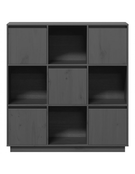 Credenza Grigia 110,5x35x117 cm in Legno Massello di Pino