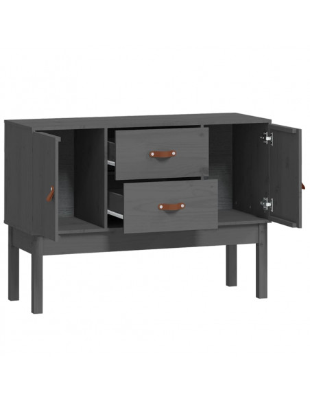 Credenza Grigia 110x40x78 cm in Legno Massello di Pino
