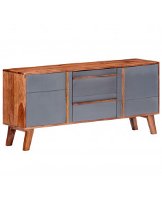 Credenza Grigia 120x30x55 cm in Legno Massello di Sheesham