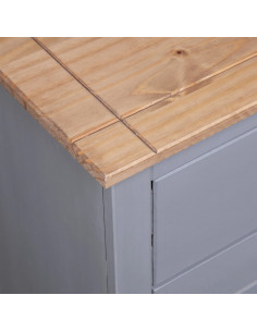 Credenza Grigia 135x40x80 cm in Legno Massello di Pino Panama