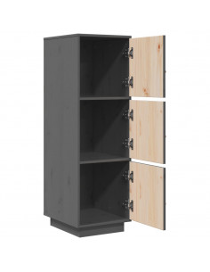 Credenza Grigia 34x40x108,5 cm in Legno Massello di Pino