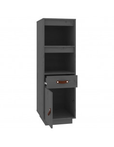 Credenza Grigia 34x40x108,5 cm in Legno Massello di Pino