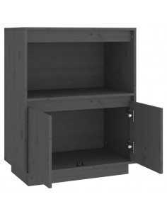 Credenza Grigia 60x34x75 cm in Legno Massello di Pino