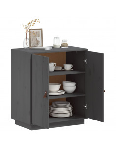 Credenza Grigia 65,5x40x75 cm in Legno Massello di Pino