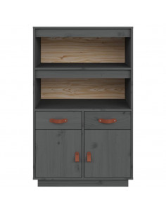 Credenza Grigia 67x40x108,5 cm in Legno Massello di Pino