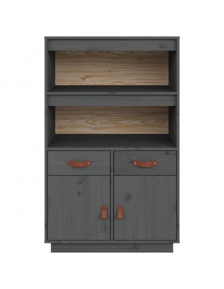 Credenza Grigia 67x40x108,5 cm in Legno Massello di Pino