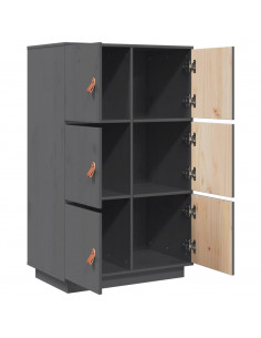 Credenza Grigia 67x40x108,5 cm in Legno Massello di Pino