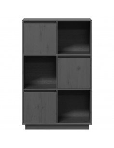 Credenza Grigia 74x35x117 cm in Legno Massello di Pino