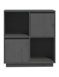 Credenza Grigia 74x35x80 cm in Legno Massello di Pino