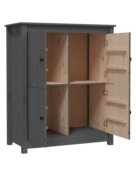 Credenza Grigia 83x41,5x100 cm in Legno Massello di Pino
