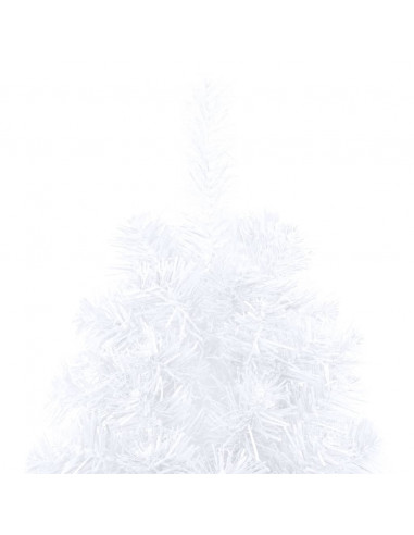 Albero di Natale a Metà Preilluminato con Palline Bianco 240 cm
