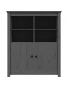 Credenza Grigia 83x41,5x100 cm in Legno Massello di Pino