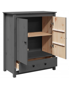 Credenza Grigia 83x41,5x100 cm in Legno Massello di Pino