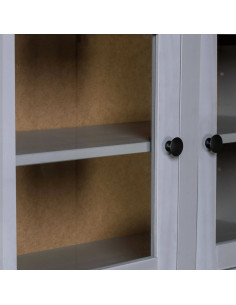 Credenza Grigia 93x40,5x180 cm in Legno Massello di Pino Panama