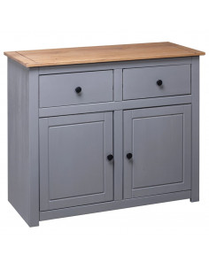 Credenza Grigia 93x40x80 cm in Legno Massello di Pino Panama