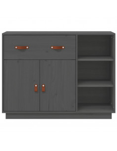 Credenza Grigia 98,5x40x75 cm in Legno Massello di Pino