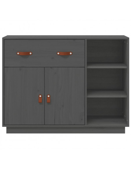 Credenza Grigia 98,5x40x75 cm in Legno Massello di Pino