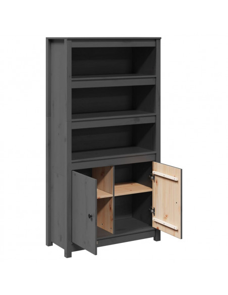 Credenza Grigio 80x35x154 cm in Legno Massello di Pino