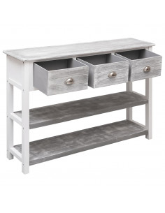 Credenza Grigio Antico 108x30x76 cm Legno Massello di Paulownia