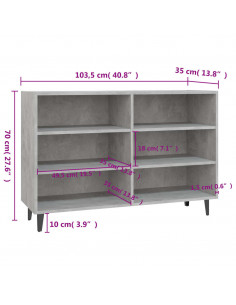 Credenza Grigio Cemento 103,5x35x70 cm in Legno Multistrato