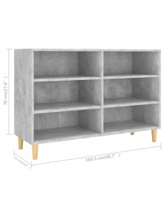 Credenza Grigio Cemento 103,5x35x70 cm in Legno Multistrato