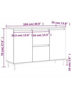 Credenza Grigio Cemento 104x35x70 cm in Legno Multistrato