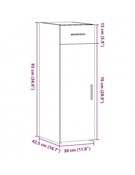 Credenza Grigio Cemento 30x42,5x93 cm in Legno Multistrato